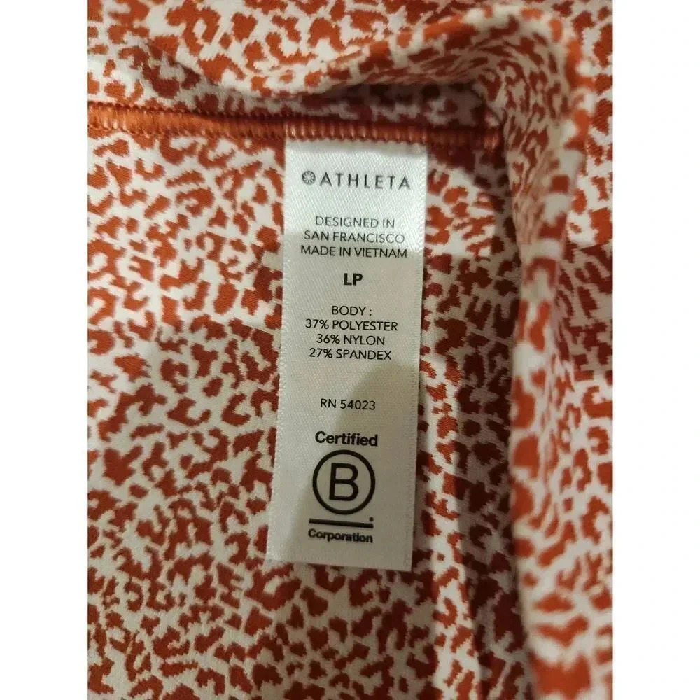 Athleta Salutation Stash II Textured Tights Red Cheetah Print. Size Large Petite - Picture 4 of 8
